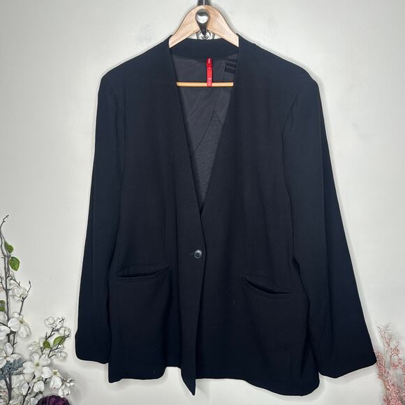 SPANX One Button Classic Collarless Blazer Carefree Crepe Black Sz 1X {LL32} - Picture 5 of 9
